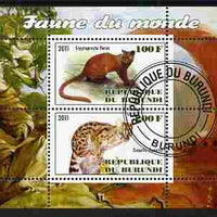 Burundi 2011 Fauna of the World - Wild Cats #1 perf sheetlet containing 2 values fine cto used
