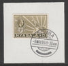Nyasaland 1934-35 KG5 Leopard Symbol 9d olive bistre SG 121 on piece with full strike of Madame Joseph forged postmark type 314