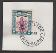 North Borneo 1947 KG6 Crown Colony 2c SG 336 on piece with full strike of Madame Joseph forged postmark type 311