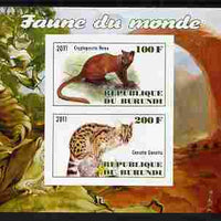 Burundi 2011 Fauna of the World - Wild Cats #1 imperf sheetlet containing 2 values unmounted mint