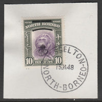 North Borneo 1947 KG6 Crown Colony 10c SG 341 on piece with full strike of Madame Joseph forged postmark type 311