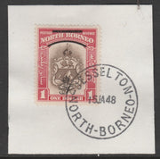 North Borneo 1947 KG6 Crown Colony $1 SG 347 on piece with full strike of Madame Joseph forged postmark type 311