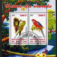 Burundi 2011 Fauna of the World - Parrots #2 perf sheetlet containing 2 values fine cto used