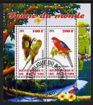 Burundi 2011 Fauna of the World - Parrots #2 perf sheetlet containing 2 values fine cto used