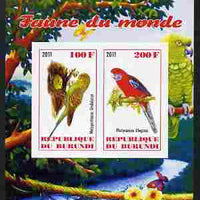 Burundi 2011 Fauna of the World - Parrots #2 imperf sheetlet containing 2 values unmounted mint