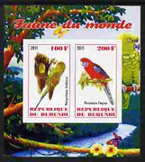 Burundi 2011 Fauna of the World - Parrots #2 imperf sheetlet containing 2 values unmounted mint