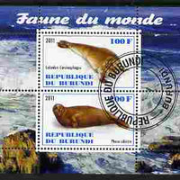 Burundi 2011 Fauna of the World - Mammals (Seals) perf sheetlet containing 2 values fine cto used