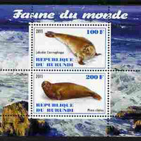 Burundi 2011 Fauna of the World - Mammals (Seals) perf sheetlet containing 2 values unmounted mint