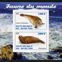 Burundi 2011 Fauna of the World - Mammals (Seals) imperf sheetlet containing 2 values unmounted mint