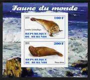 Burundi 2011 Fauna of the World - Mammals (Seals) imperf sheetlet containing 2 values unmounted mint