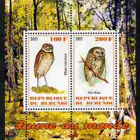 Burundi 2011 Fauna of the World - Owls perf sheetlet containing 2 values unmounted mint