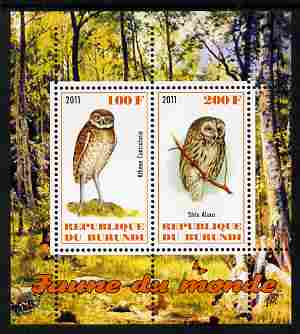 Burundi 2011 Fauna of the World - Owls perf sheetlet containing 2 values unmounted mint