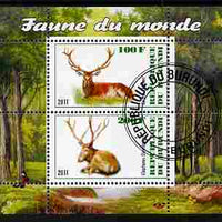Burundi 2011 Fauna of the World - Mammals (Deer) perf sheetlet containing 2 values fine cto used