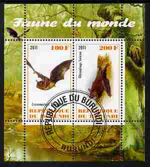Burundi 2011 Fauna of the World - Mammals (Bats #2) perf sheetlet containing 2 values fine cto used