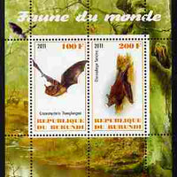Burundi 2011 Fauna of the World - Mammals (Bats #2) perf sheetlet containing 2 values unmounted mint