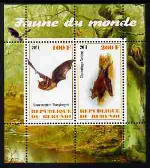 Burundi 2011 Fauna of the World - Mammals (Bats #2) perf sheetlet containing 2 values unmounted mint