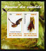 Burundi 2011 Fauna of the World - Mammals (Bats #2) imperf sheetlet containing 2 values unmounted mint