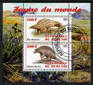 Burundi 2011 Fauna of the World - Mammals (Armidillos) perf sheetlet containing 2 values fine cto used