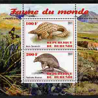 Burundi 2011 Fauna of the World - Mammals (Armidillos) perf sheetlet containing 2 values unmounted mint