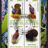 Burundi 2011 Fauna of the World - Game Birds perf sheetlet containing 4 values fine cto used