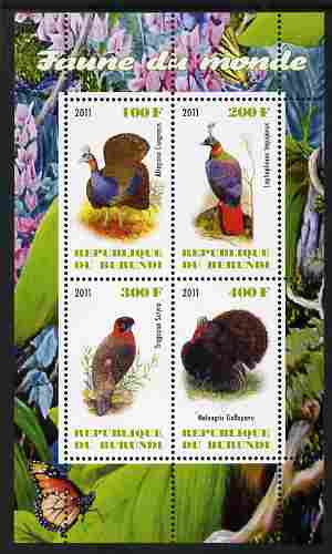 Burundi 2011 Fauna of the World - Game Birds perf sheetlet containing 4 values unmounted mint