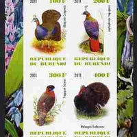 Burundi 2011 Fauna of the World - Game Birds imperf sheetlet containing 4 values unmounted mint