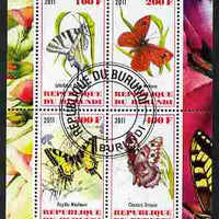 Burundi 2011 Fauna of the World - Butterflies #1 perf sheetlet containing 4 values fine cto used