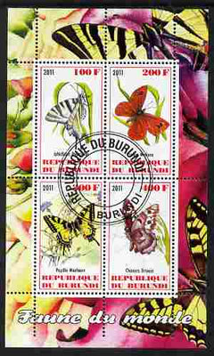 Burundi 2011 Fauna of the World - Butterflies #1 perf sheetlet containing 4 values fine cto used