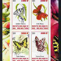 Burundi 2011 Fauna of the World - Butterflies imperf sheetlet containing 4 values unmounted mint
