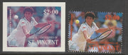 St Vincent - Bequia 1988 International Tennis Players - $2.00 Gabriela Sabatini imperf Cromalin die proof (plastic card) in magenta & cyan only plus issued stamp, a rare proof item from the Format International archives. Cromalin ……Details Below