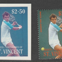 St Vincent - Bequia 1988 International Tennis Players - $2.50 Mats Wilander imperf Cromalin die proof (plastic card) in magenta & cyan only plus issued stamp, a rare proof item from the Format International archives. Cromalin proo……Details Below