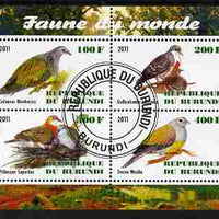 Burundi 2011 Fauna of the World - Pigeons & Doves perf sheetlet containing 4 values fine cto used