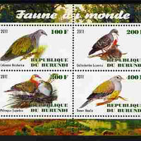 Burundi 2011 Fauna of the World - Pigeons & Doves perf sheetlet containing 4 values unmounted mint