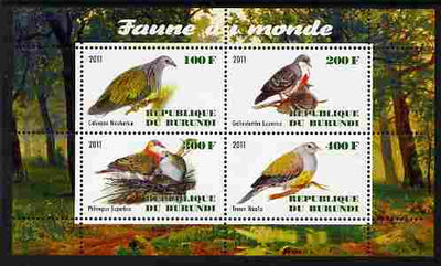Burundi 2011 Fauna of the World - Pigeons & Doves perf sheetlet containing 4 values unmounted mint