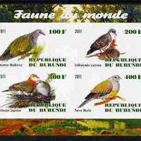 Burundi 2011 Fauna of the World - Pigeons & Doves imperf sheetlet containing 4 values unmounted mint