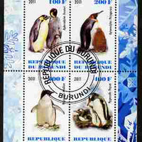 Burundi 2011 Fauna of the World - Penguins perf sheetlet containing 4 values fine cto used