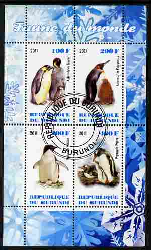 Burundi 2011 Fauna of the World - Penguins perf sheetlet containing 4 values fine cto used