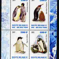 Burundi 2011 Fauna of the World - Penguins perf sheetlet containing 4 values unmounted mint