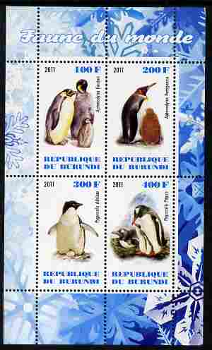 Burundi 2011 Fauna of the World - Penguins perf sheetlet containing 4 values unmounted mint