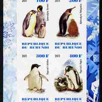 Burundi 2011 Fauna of the World - Penguins imperf sheetlet containing 4 values unmounted mint