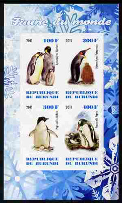 Burundi 2011 Fauna of the World - Penguins imperf sheetlet containing 4 values unmounted mint