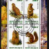 Burundi 2011 Fauna of the World - Mammals (Squirrels & Marmots) perf sheetlet containing 4 values fine cto used