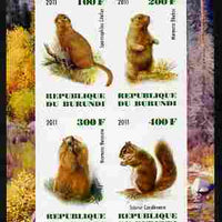 Burundi 2011 Fauna of the World - Mammals (Squirrels & Marmots) imperf sheetlet containing 4 values unmounted mint