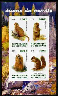 Burundi 2011 Fauna of the World - Mammals (Squirrels & Marmots) imperf sheetlet containing 4 values unmounted mint