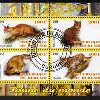 Burundi 2011 Fauna of the World - Wild Cats #2 perf sheetlet containing 4 values fine cto used