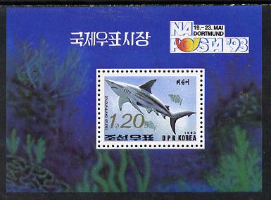 North Korea 1993 Fish m/sheet (1.2wn shark) with NAPOSTA 93 imprint, SG MS N3252 unmounted mint