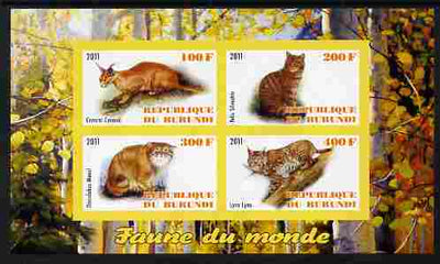Burundi 2011 Fauna of the World - Wild Cats #2 imperf sheetlet containing 4 values unmounted mint
