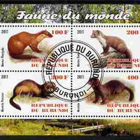 Burundi 2011 Fauna of the World - Mammals (Martens & Polecats) perf sheetlet containing 4 values fine cto used