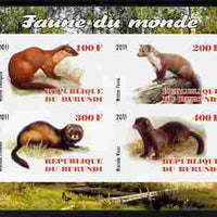 Burundi 2011 Fauna of the World - Mammals (Martens & Polecats) imperf sheetlet containing 4 values unmounted mint