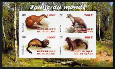 Burundi 2011 Fauna of the World - Mammals (Martens & Polecats) imperf sheetlet containing 4 values unmounted mint